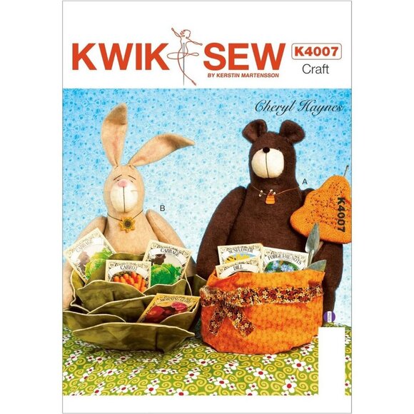 Kwik Sew K4007 Bear & Bunny Basket Sewing Pattern For Crafts & Decor - Picture 1 of 2